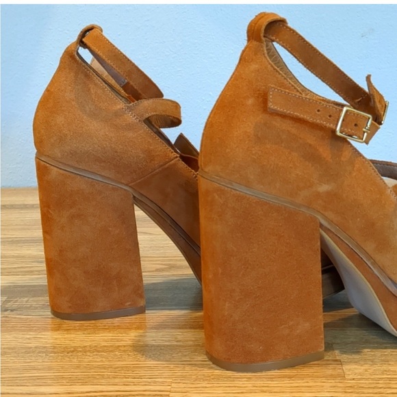 Free People Perfect Pair Suede Block Platform Heels 38 - Picture 7 of 9